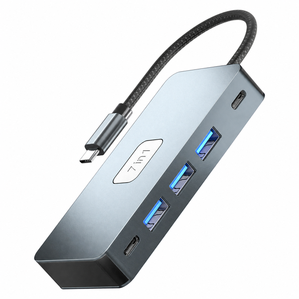 BezosMax 7 in 1 USB-C Hub Dual 4K HDMI Adapter for Home Office Desktop Work