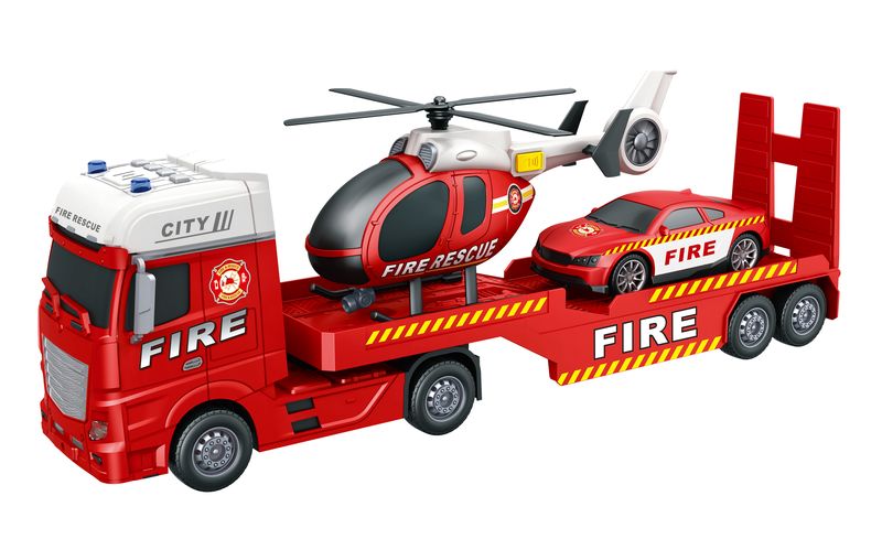 Toystar 1/12 Fire Rescue Transporter Set with Sound, Lights (53cm Long)
