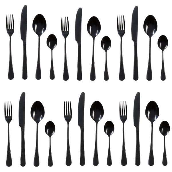Kitchen Kult Black Stainless Steel Cutlery Set -24 Piece