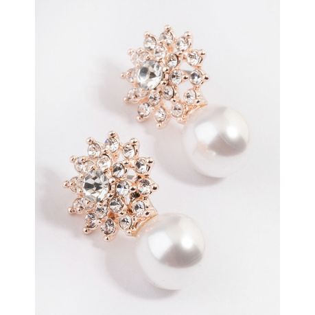 Rose gold deals pearl studs