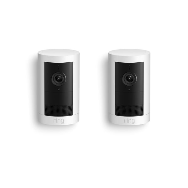 Ring Outdoor Cam Plus - Battery | 2K, Two-Way Talk | 2 Pack - White