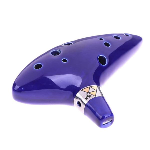 ALANES 12 Hole Ceramic Ocarina Alto C Wind Instrument-Dark Blue