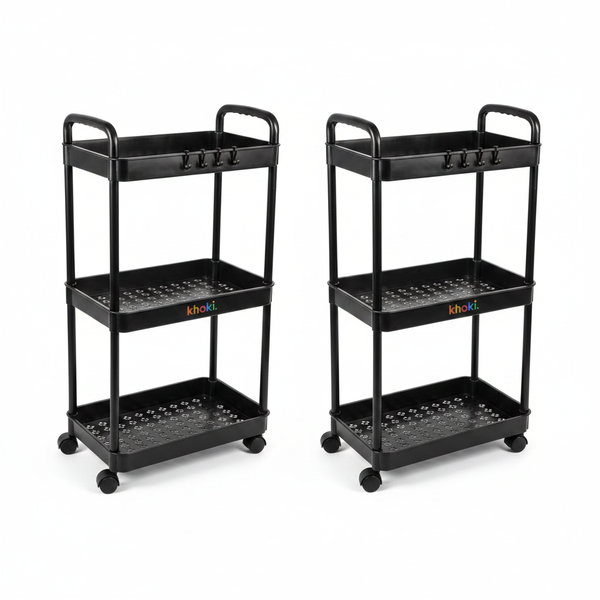Khoki Art and Craft Trolley on Wheels, 68 cm Storage Cart - 2 Pack