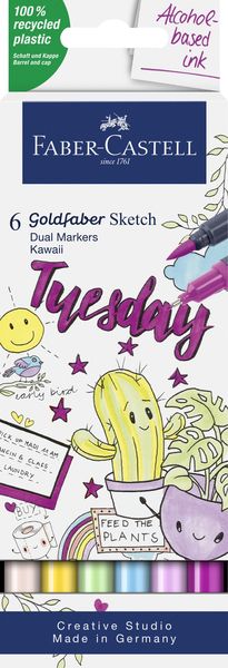 Goldfaber Alcohol Double Tip Sketch Marker, 6ct set,Kwaii Set