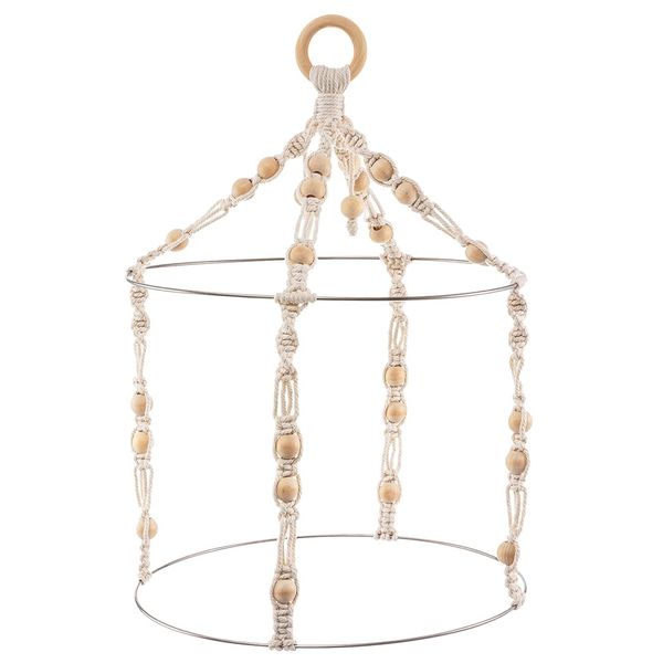 Decor Wooden Hanging Double Macrame Flower, Herb Drying Rack - 32cm