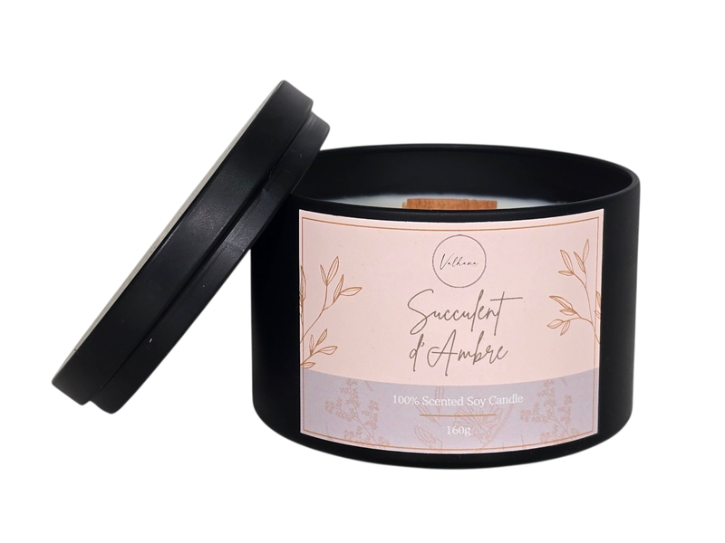 Valhana Succulent d'Ambre Soy Candle - Wood Wick