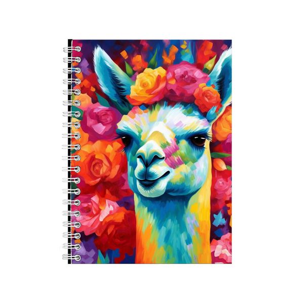 Llama With Red Tulips Neon Notebook Animal Gift Idea A4 Notepad Pad 74