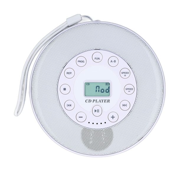 Portable CD Player Bluetooth Anti Skip Compatible With Car MP3 Blanc