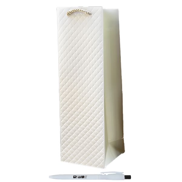 4Pack Assorted Colors Checkered + Tag Bottle Gift Bags With ReVibe Pen
