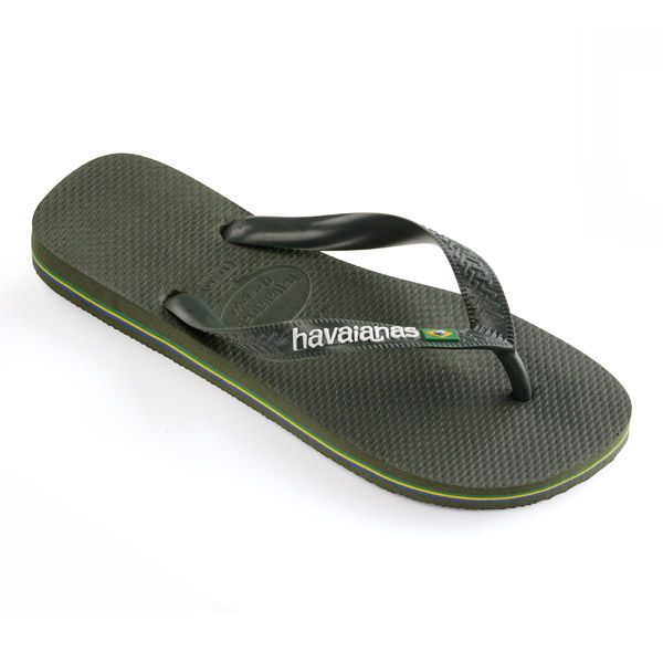 Havaianas Logo Green Olive . Men's Flip Flops