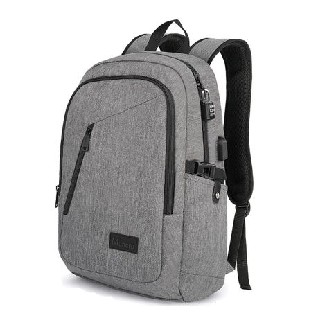 Mancro Travel Laptop Bag with USB Charging Port Grey Daily Sale Shop