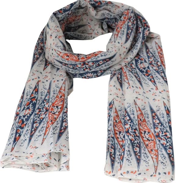 Blackcherry Diamond Scarf-White/Navy/Orange
