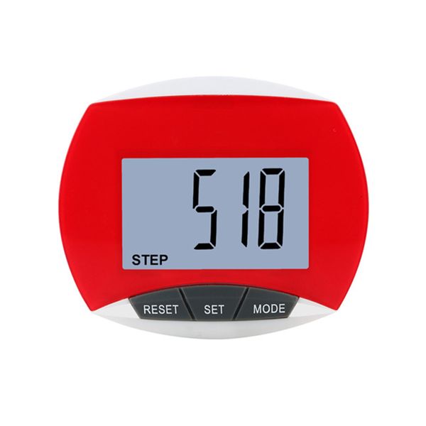 Portable Clip-On Digital Pedometer with Large Screen Display - Red
