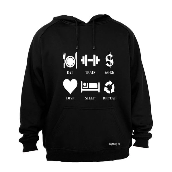 Eat - Train - Work.. Mens Hoodie - Grey