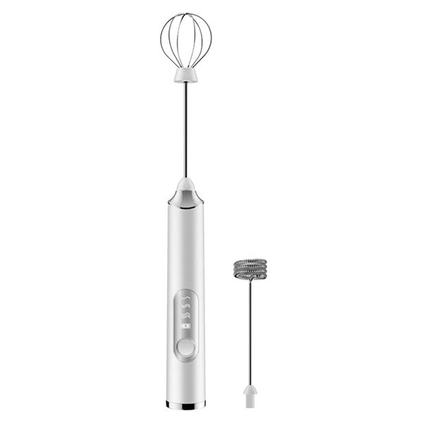 Electric Handheld 3-Speed USB Milk Frother Egg Blender with 2 Heads