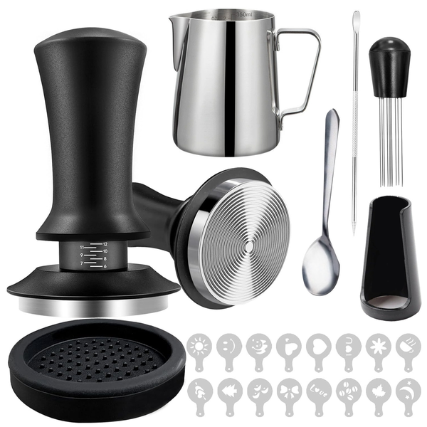 7 Pieces 58mm Espresso Coffee Tamper Kit &amp; Accessories