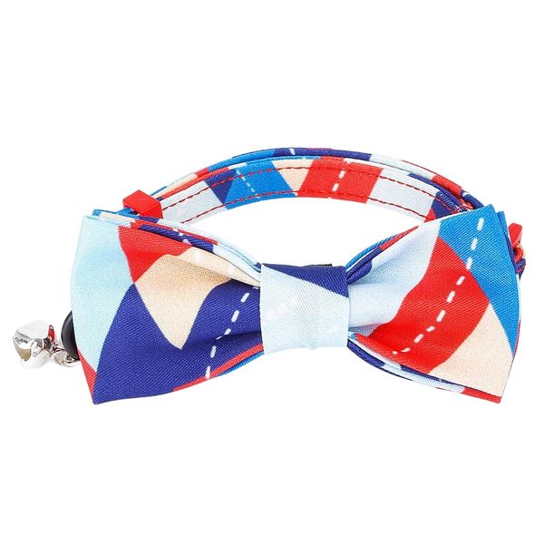 Blue and Red Pop Series Design Cat Collar with Bow Tie and Bell