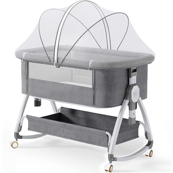 Baby Toddler Bed Foldable Bedside Bassinet Multi-Function Baby Cot Crib