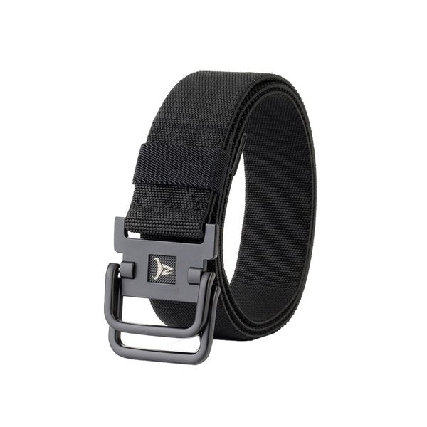 Double Loop Metal Buckle Canvas Tactical Belt-Black