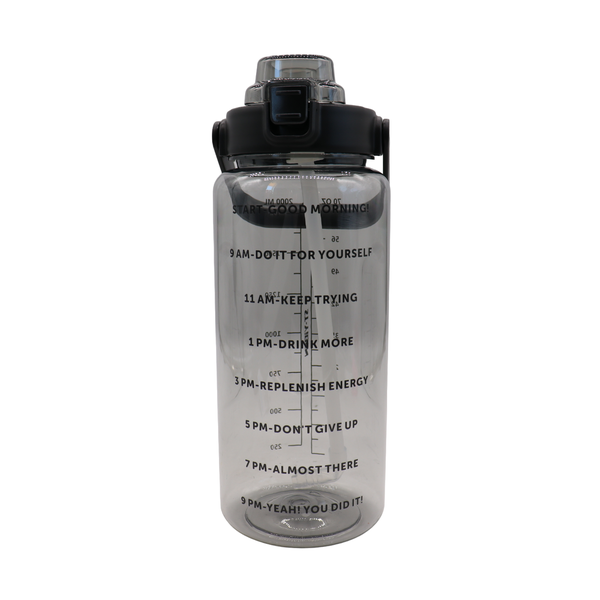 2000ml Motivational &amp; Time Marker Water Bottle With Shoulder Handle Strap