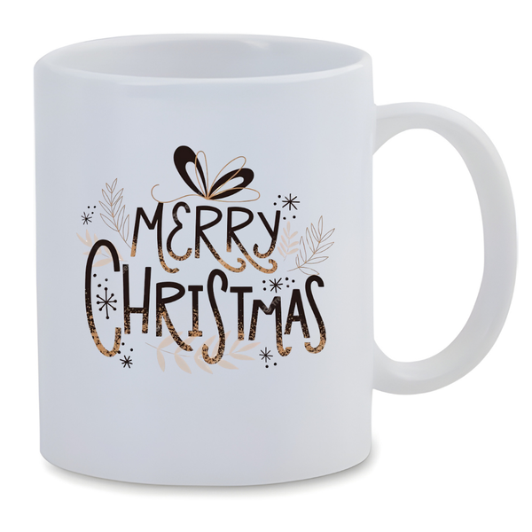 White Ceramic Mug 350ml - Silver Merry Christmas