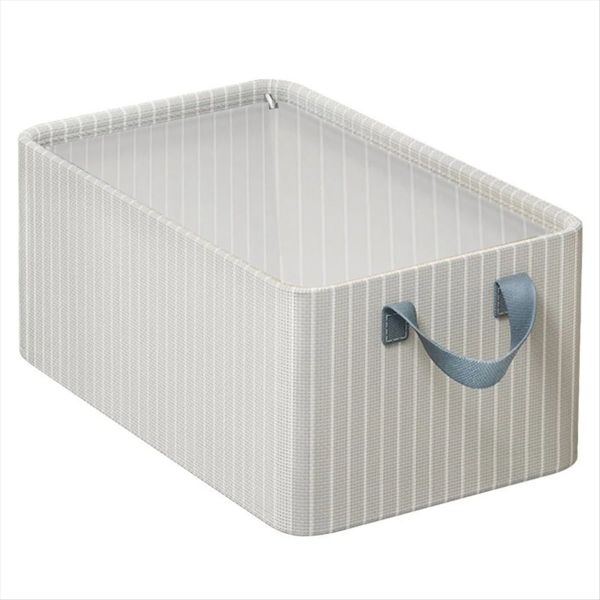 Beige Stripes Folding Metal Frame Clothes Storage Box