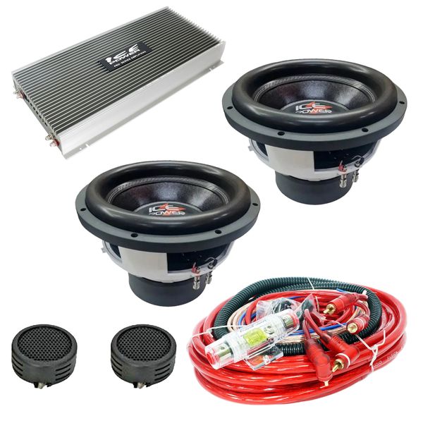 Ice Power Godzilla DVC Subwoofer Car Audio Combo with 4 Gauge Wiring Kit