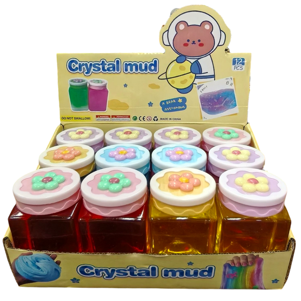 Flower Print Crystal Mud Slime- 12 Pack