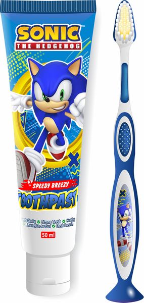 SONIC THE HEDGEHOG By SEGA Official Licensed Kids Toothbrush &amp; Toothpaste
