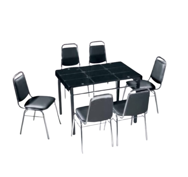 Elegant Black Dining Set-Glass Table and 6 Chairs