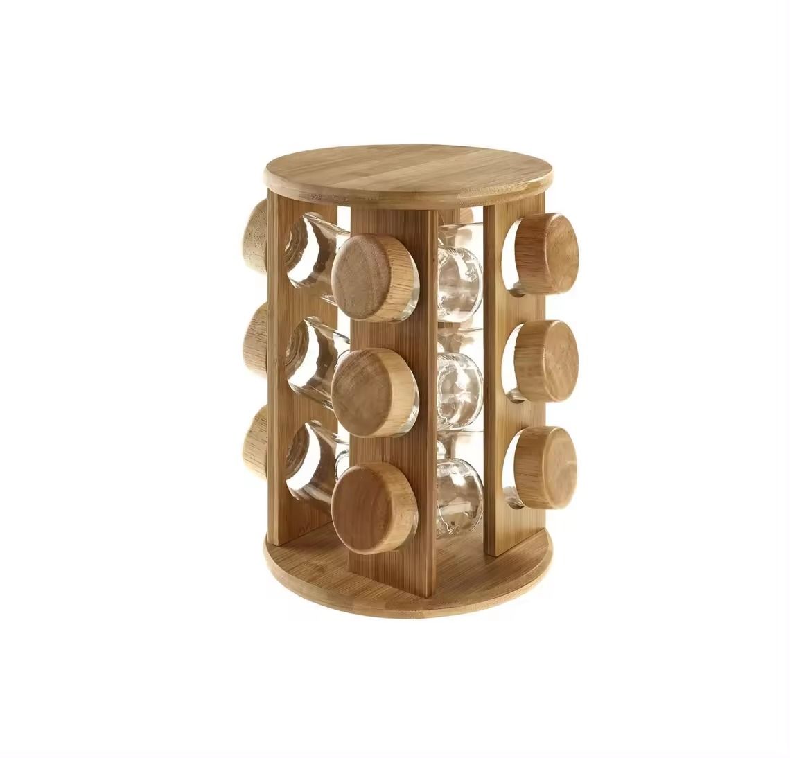 12 Spice Jars With Lids Round Rotating Countertop Standing Spices Rack