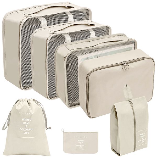 Set of 7 Travel Nylon Bags - Grey