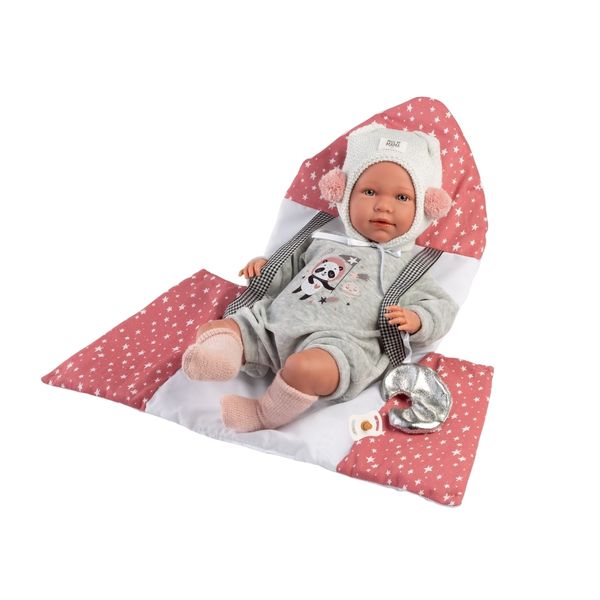 Llorens Baby Girl Doll w Crying Mechanism, Clothing &amp; Carrier: Mimi 42cm