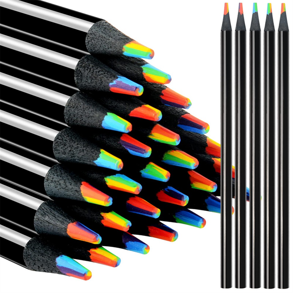 7-In-1 Wooden Rainbow Pencils for Drawing Coloring Sketching 24 Pcs
