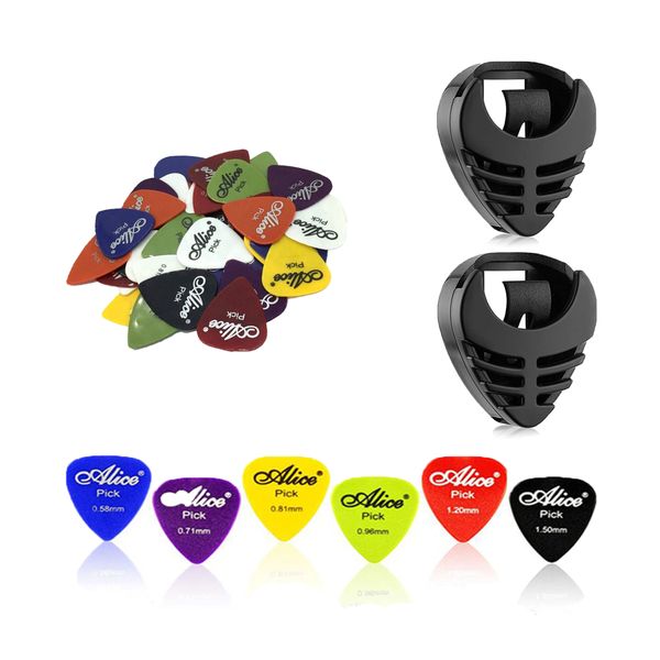 Guitar Picks with holders:30 Ukulele Plectrum Picks (6 Different Thickness)