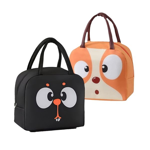2 Pack Lunch Bags (Orange &amp; Black) - Insulated, Leakproof for Work/School