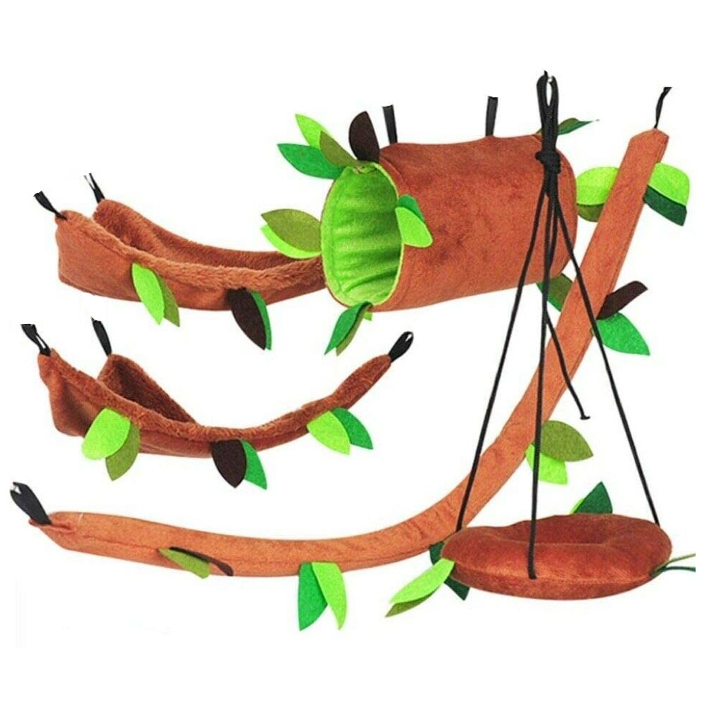 Image showcasing Pet 5 Piece Hamster Small Animal Hammock Tunnel Hanging Swing Bed Set ...