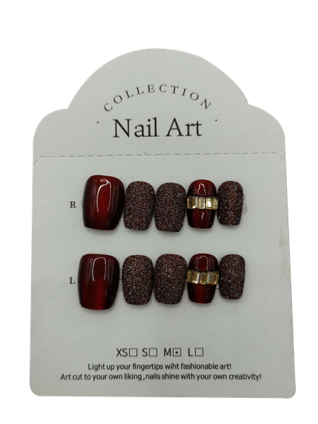E020S Handmade Press-on Nails Small Size &amp; Color All-in One- 10Piece