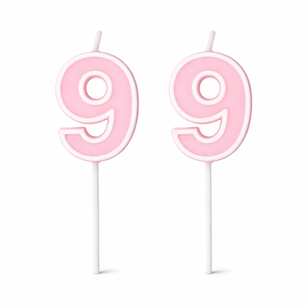 2 Pack - Number 9 Birthday Candle - Pink