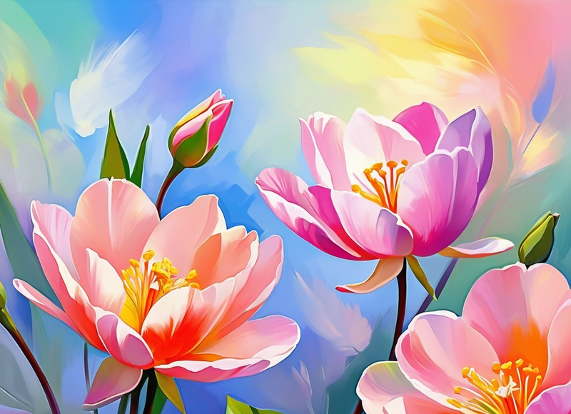 Canvas Wall Art Decor - Vibrant Flowers 04