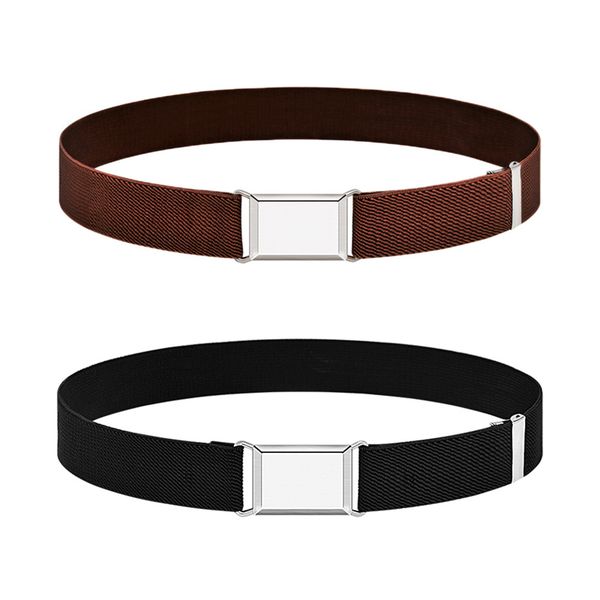Kids Elastic Adjustable Belts Flat Buckle Stretchy Belt - 2 Piece