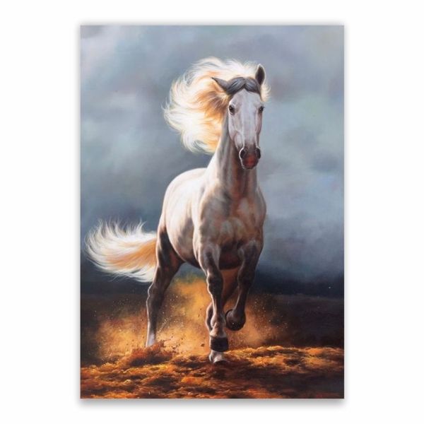 White Horse Running Poster - A1