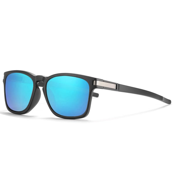 Polarized UV400 Sunglasses: Black with Blue/Purple Mirror Lenses