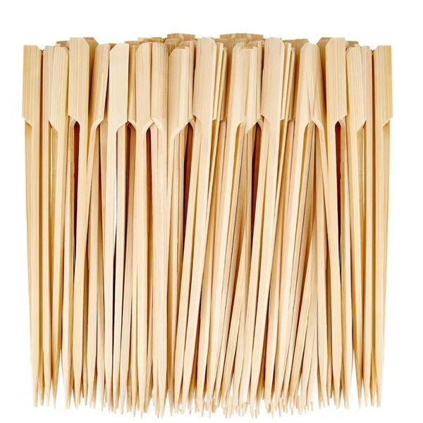 300-Pack 9cm Mini Bamboo Skewers for Appetizers and Garnish - Brown