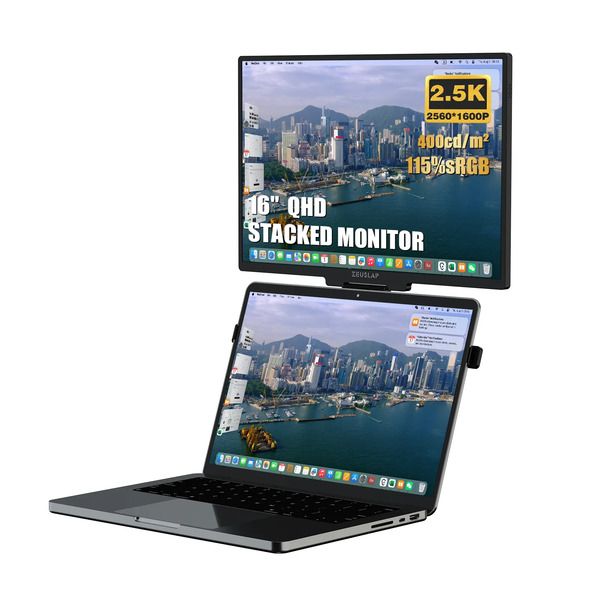 ZEUSLAP 16-inch Portable Monitor IPS Display with Built-in Stand 60Hz