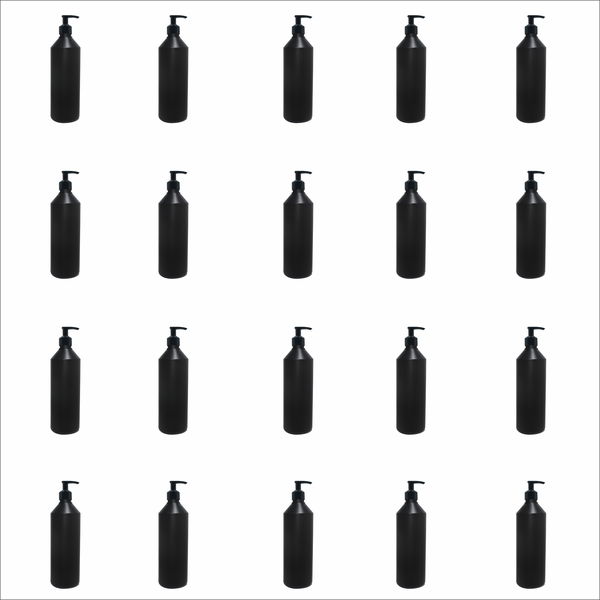 20 x 500ml Black Pump Bottles - Refillable HDPE for Lotions, Soaps &amp; Creams