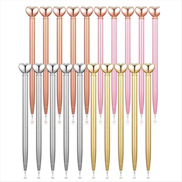 20Pcs Valentines Pens Heart Shaped Metal Pens for Party Favors School