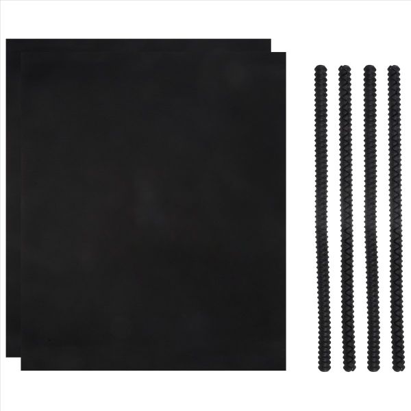 4 Pcs Black Oven Shelf Silicone Rack Guard + 2 Liners Mat
