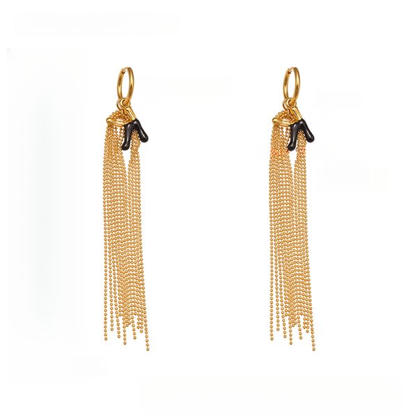 Letter 'K' Dangle Earrings - Bead Chain &amp; Resin Fringe Cuff