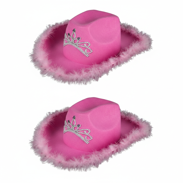 Cowgirl Hat with Blinking Tiara for Dress Up and Cosplay - 2 Pack